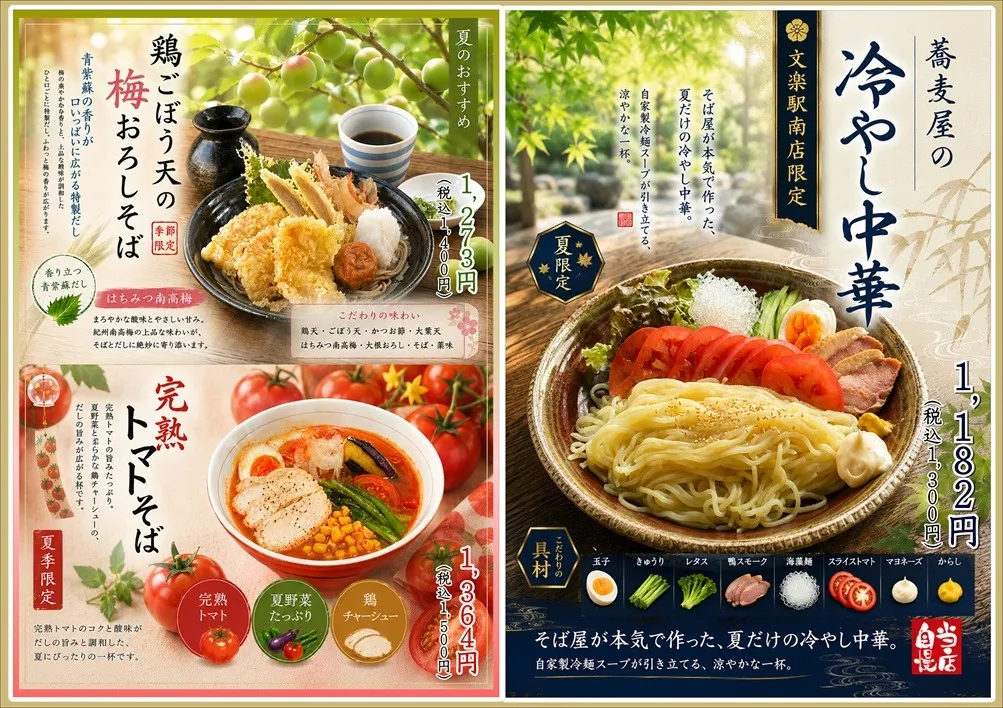 蕎麦屋の冷やし中華始まります！（文楽姫路駅南店）